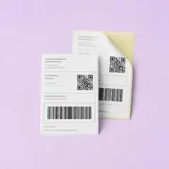 Shipping label with QR code and barcode