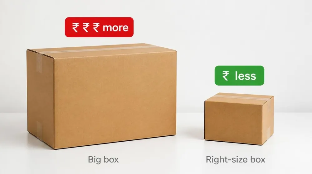 Big box costs more, right-size box costs less