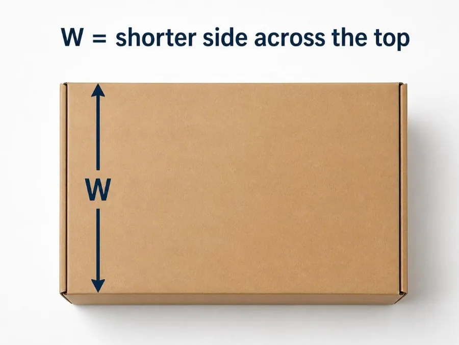 W is the shorter side across the top