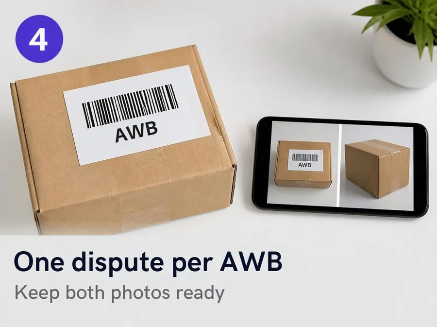 One dispute per AWB, keep both photos ready